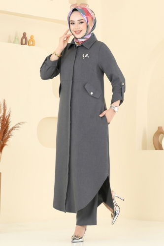 moda selvim طقم رمادي غامق 2671SL432 - Thumbnail