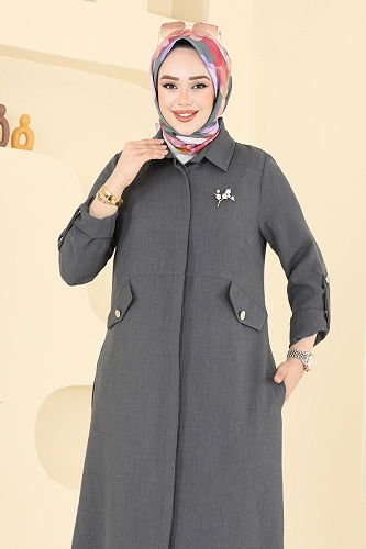 moda selvim طقم رمادي غامق 2671SL432 - Thumbnail