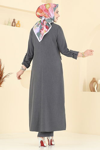 moda selvim طقم رمادي غامق 2671SL432 - Thumbnail