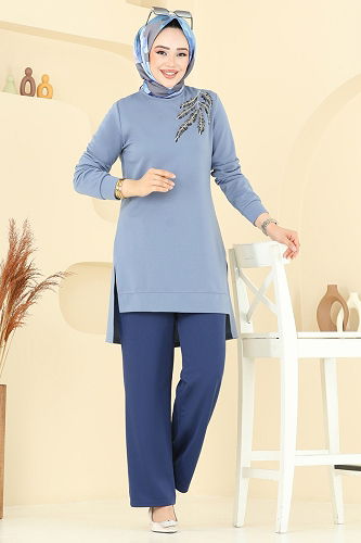 moda selvim طقم أزرق فاتح &كحلي 2672SL432 - Thumbnail