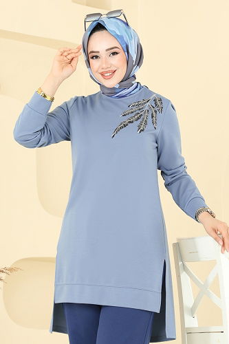 moda selvim طقم أزرق فاتح &كحلي 2672SL432 - Thumbnail