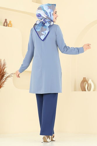 moda selvim طقم أزرق فاتح &كحلي 2672SL432 - Thumbnail