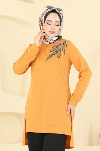 moda selvim طقم خردلي وأسود 2672SL432 - Thumbnail