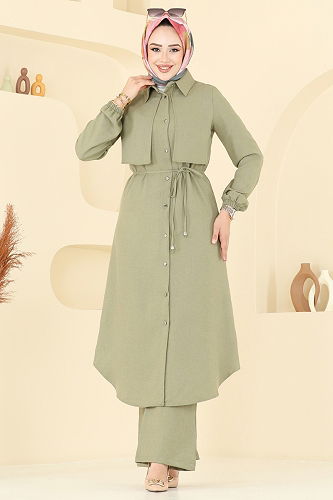 moda selvim طقم أخضر عشبي 2674SL432 - Thumbnail