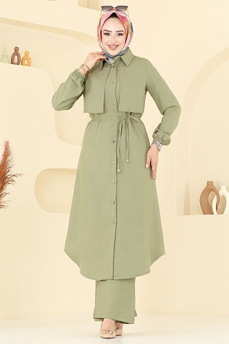 moda selvim طقم أخضر عشبي 2674SL432 - Thumbnail