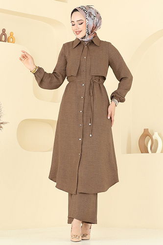 moda selvim طقم بني فاتح 2674SL432 - Thumbnail