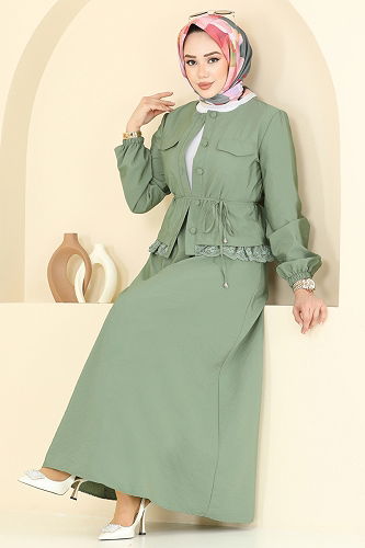 moda selvim طقم أخضر عشبي 2675SL432 - Thumbnail