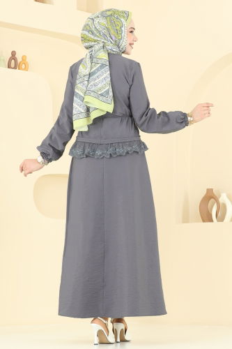 moda selvim طقم رمادي غامق 2675SL432 - Thumbnail