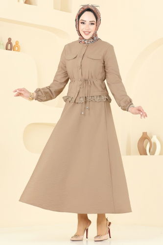moda selvim طقم بيج غامق 2675SL432 - Thumbnail