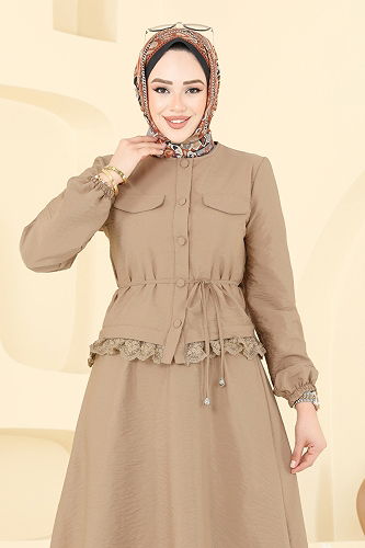 moda selvim طقم بيج غامق 2675SL432 - Thumbnail