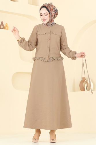 moda selvim طقم بيج غامق 2675SL432 - Thumbnail