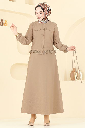 moda selvim طقم بيج غامق 2675SL432 - Thumbnail