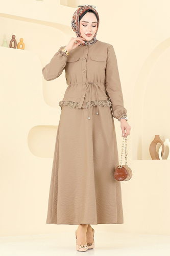 moda selvim طقم بيج غامق 2675SL432 - Thumbnail