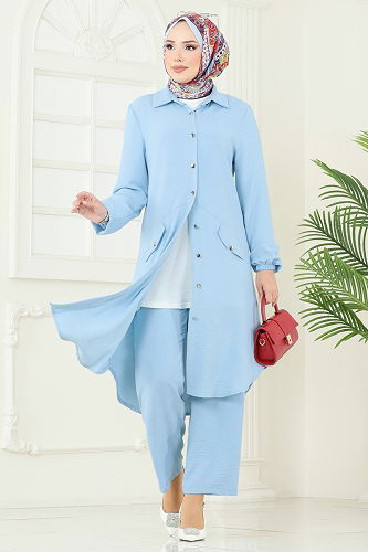 moda selvim طقم أزرق فاتح 2676SL432 - Thumbnail