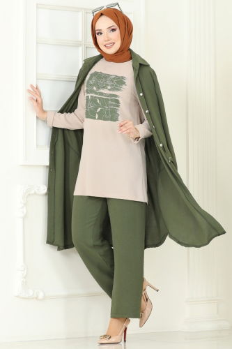 moda selvim طقم اخضر عفني 2676SL432 - Thumbnail
