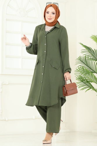 moda selvim طقم اخضر عفني 2676SL432 - Thumbnail