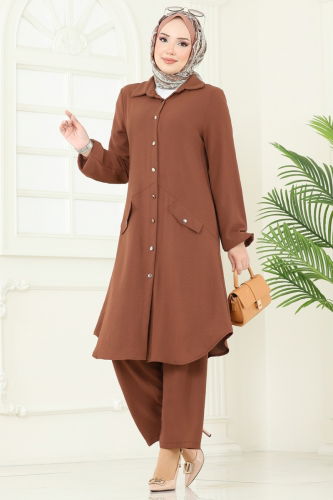 moda selvim طقم عسلي 2676SL432 - Thumbnail