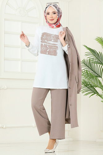 moda selvim طقم بيج 2676SL432 - Thumbnail