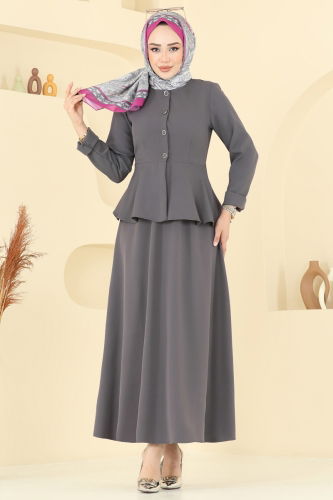 moda selvim طقم رمادي غامق 2677SL432 - Thumbnail