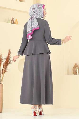 moda selvim طقم رمادي غامق 2677SL432 - Thumbnail