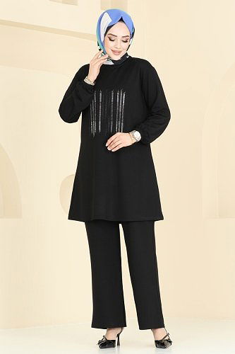 moda selvim طقم أسود 2681AYD574 - Thumbnail