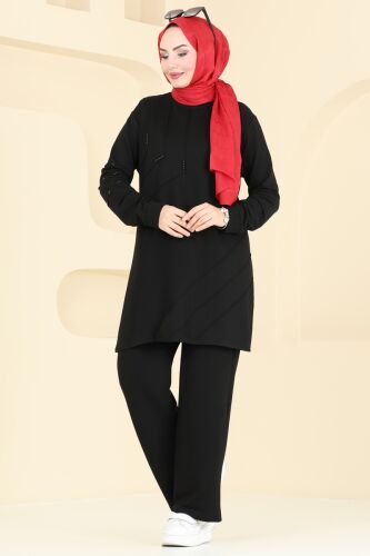 moda selvim طقم أسود 2684AYD574 - Thumbnail