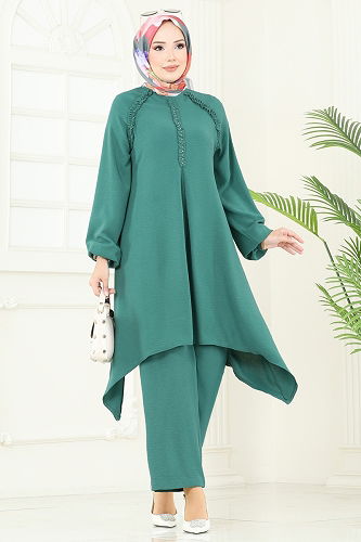 moda selvim طقم أخضر باهت 2684SL432 - Thumbnail