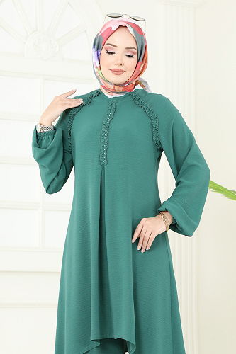 moda selvim طقم أخضر باهت 2684SL432 - Thumbnail