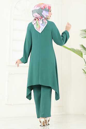 moda selvim طقم أخضر باهت 2684SL432 - Thumbnail