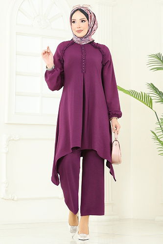 moda selvim طقم أرجواني 2684SL432 - Thumbnail