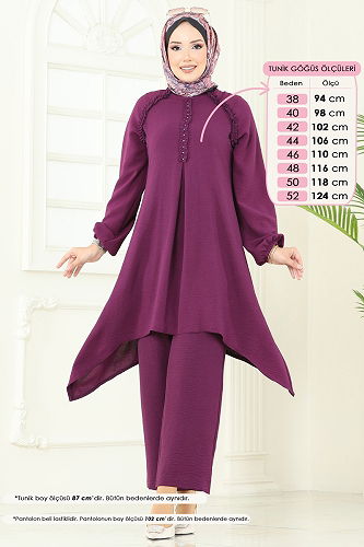 moda selvim طقم أرجواني 2684SL432 - Thumbnail