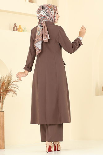 moda selvim طقم بيج غامق 2685SL432 - Thumbnail