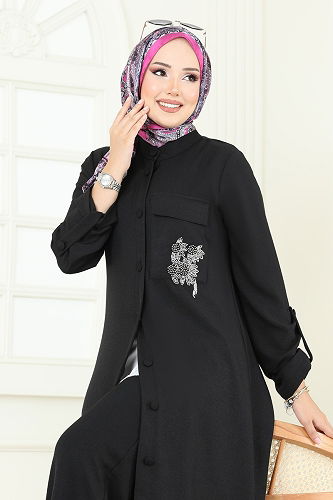 moda selvim طقم أسود 2686SL432 - Thumbnail