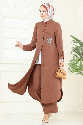 moda selvim طقم عسلي 2686SL432 - Thumbnail