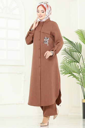 moda selvim طقم عسلي 2686SL432 - Thumbnail