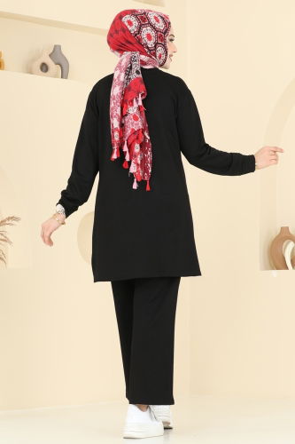 moda selvim طقم أسود 2688AYD574 - Thumbnail