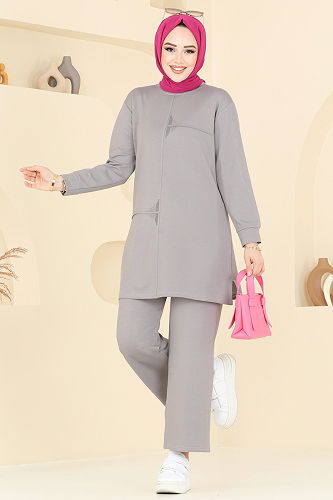 moda selvim طقم رمادي 2688AYD574 - Thumbnail