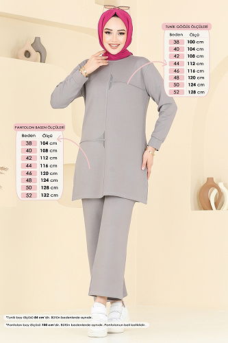 moda selvim طقم رمادي 2688AYD574 - Thumbnail