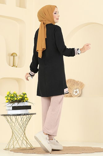 moda selvim طقم أسود وبيج 2688SL432 - Thumbnail