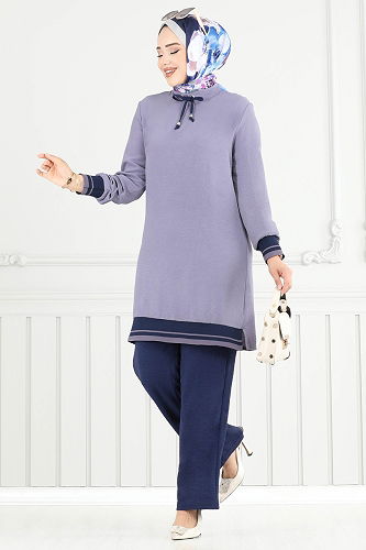 moda selvim Combined 2688SL432 Gray&Navy Blue - Thumbnail