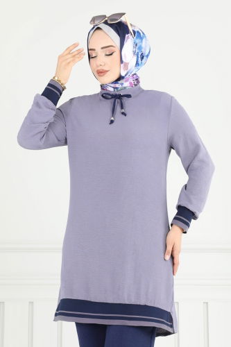 moda selvim طقم رمادي وكحلي 2688SL432 - Thumbnail