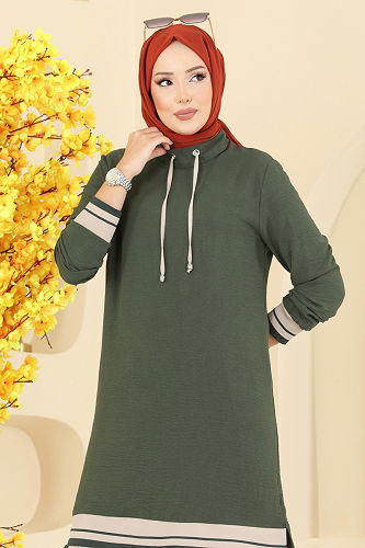 moda selvim طقم أخضر عفني و بيج 2688SL432 - Thumbnail