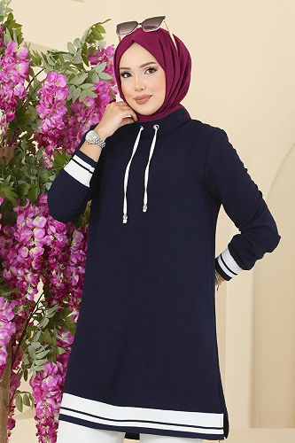 moda selvim Combined 2688SL432 Navy Blue&Ecru - Thumbnail