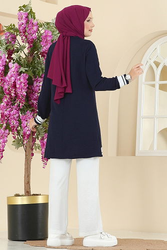 moda selvim Combined 2688SL432 Navy Blue&Ecru - Thumbnail