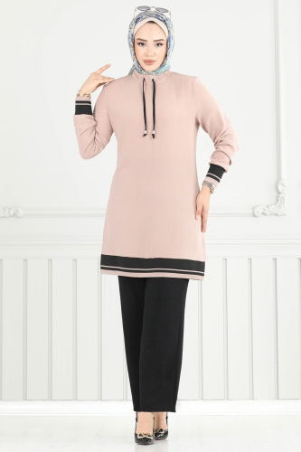 moda selvim طقم بيج وأسود 2688SL432 - Thumbnail