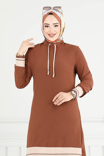 moda selvim طقم عسلي وبيج 2688SL890-M - Thumbnail