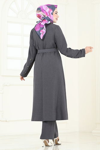 moda selvim طقم رمادي غامق 2690SL432 - Thumbnail