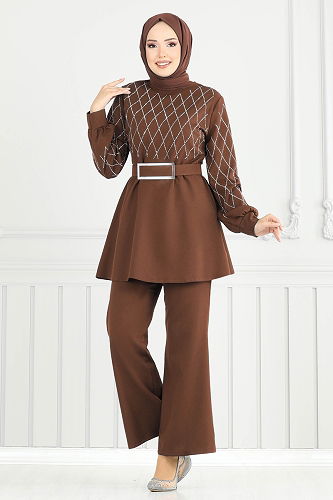 moda selvim طقم بني 2691SL432 - Thumbnail