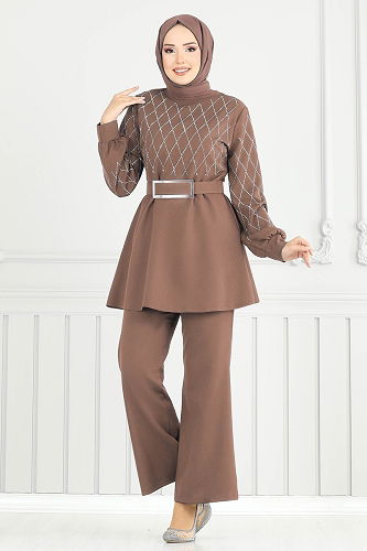 moda selvim طقم بيج غامق 2691SL432 - Thumbnail