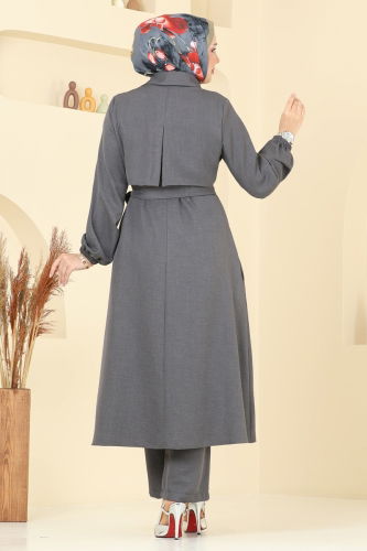 moda selvim طقم رمادي غامق 2692SL432 - Thumbnail